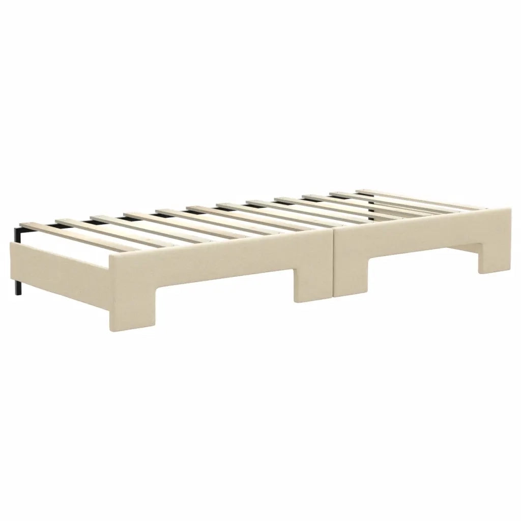 Divano Letto Estraibile con Materassi Crema 80x200 cm Tessuto 3197443
