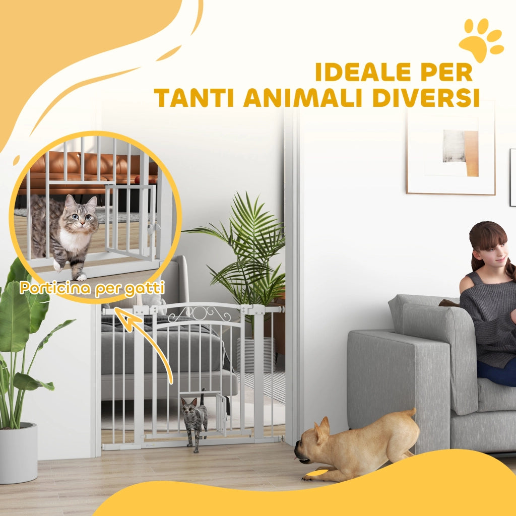 Porta per Cani e Gatti Regolabile ¨C Minimal ¨C Bianco 76-104x77cm