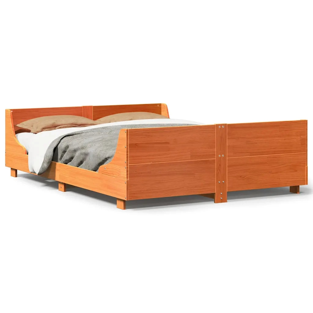 Letto senza Materasso-Struttura Letto Marrone Cera 120x200 cm in Legno di Pino 362339