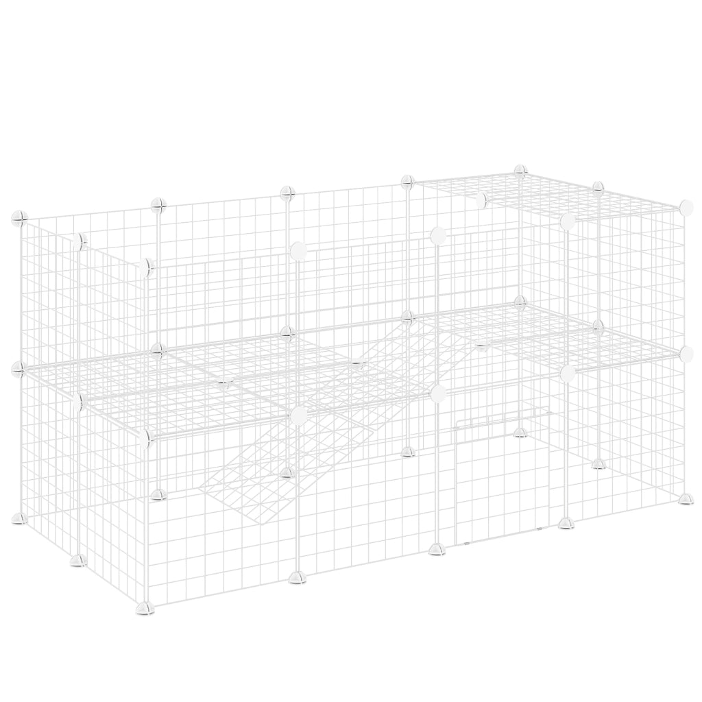 Recinto modulare per piccoli animali domestici ¨C Xylo ¨C 2 livelli acciaio bianco 146x73x73cm