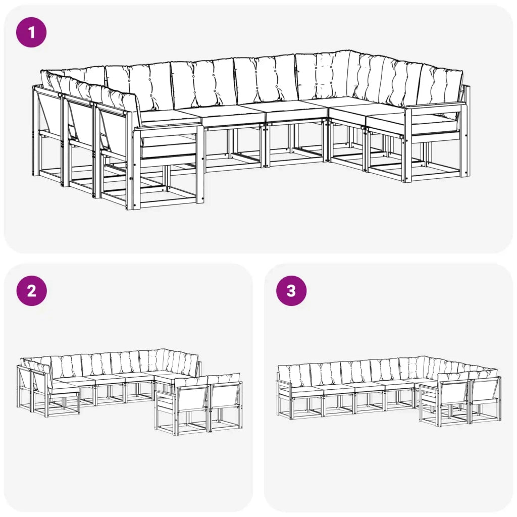 Set di divani da esterno con cuscino 9 pcs Bianco e Crema 3389852