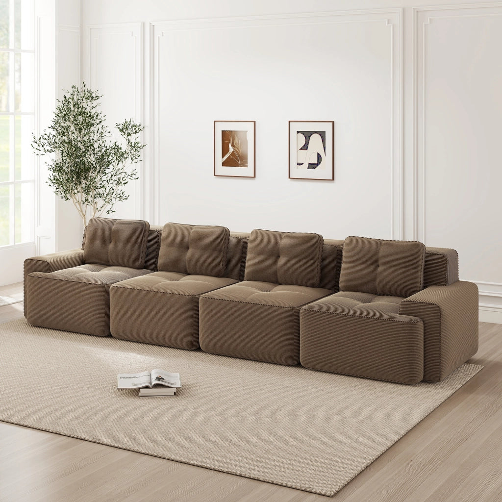 Sofa modulare senza ossa - Zephmum- 4 posti, design antiscivolo, tessuto velluto