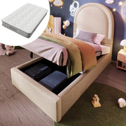 Letto Singolo Imbottito Bambini ¨C Xylo ¨C 90x200, Beige, PU, con Materasso