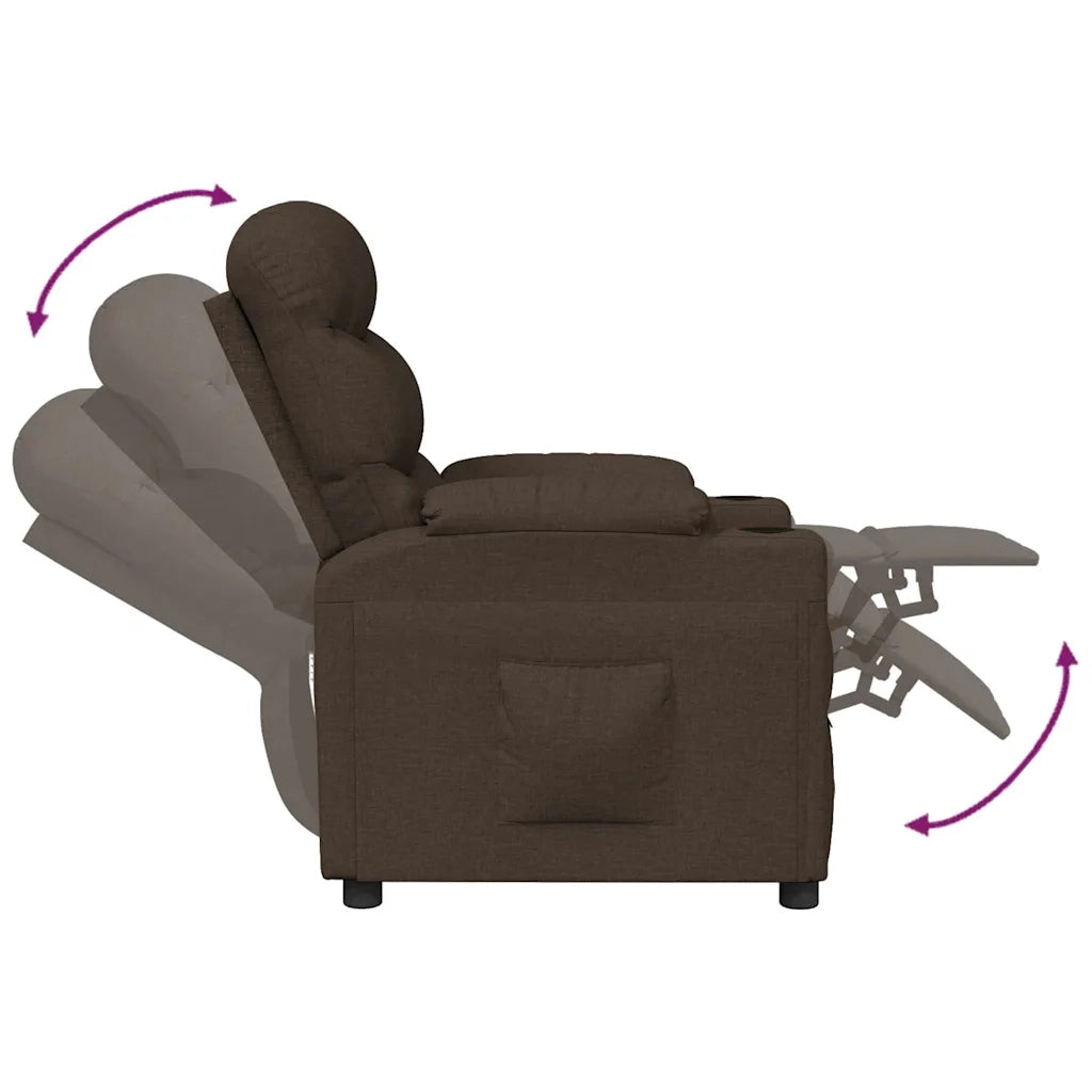 Poltrona reclinabile in tessuto marrone scuro 348075