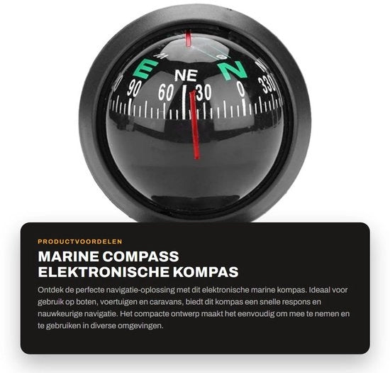 Compasso Elettronico - Manuale - Navigatore - Adattabile - Nero - Per Barche e Auto - Compatto