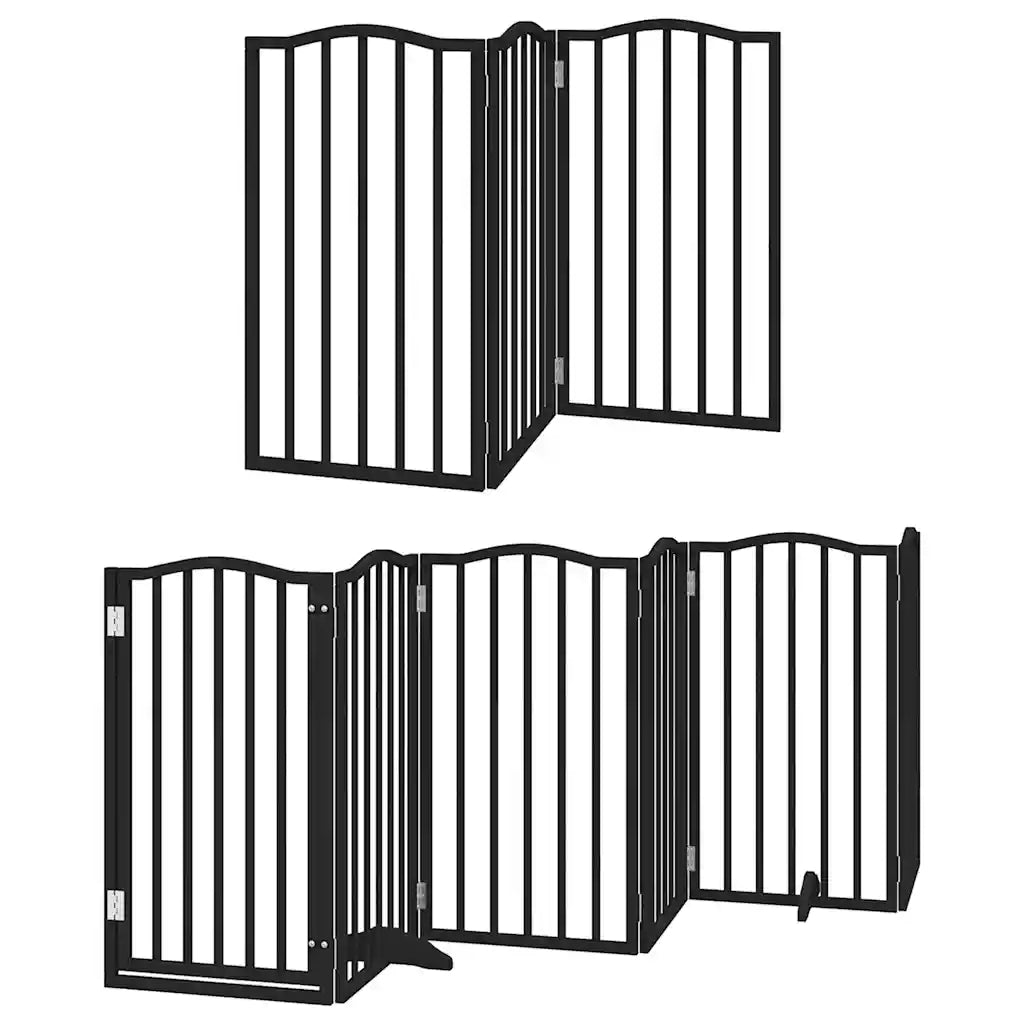 Cancello per Cani Porta Pieghevole Nero 9 Pannelli 450cm Pioppo 3155600