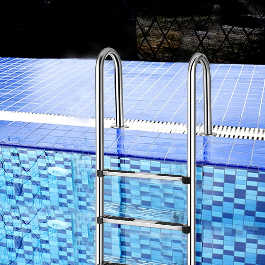 Scaletta di 3 Gradini per Piscina, Scaletta Piscina in Acciaio Inox, con Pedane Antiscivolo, 55 x 25 x 132,5 cm, Capacità di Carico 150 kg