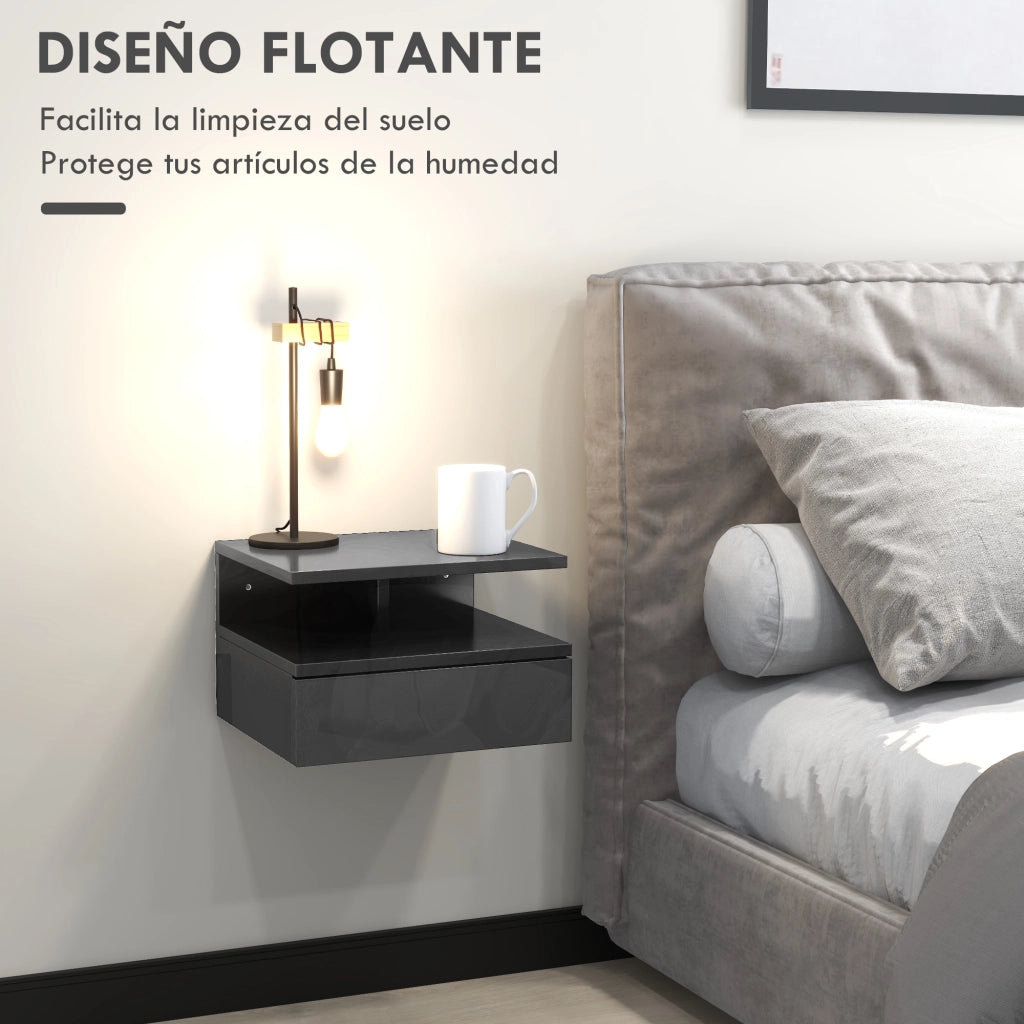 Comodino ¨C Minimal ¨C Nero Lucido 35x32x22,5 cm