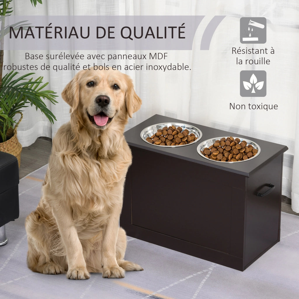 Ciotola per Cani e Gatti Sollevata ¨C Minimal ¨C Legno Chiaro 60x30x41 cm