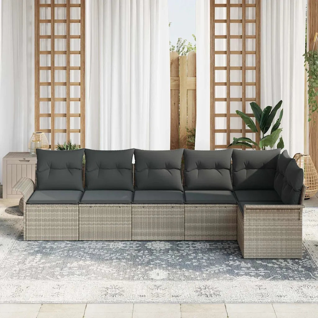 Set Divano da Giardino 6 pcs Grigio chiaro polyrattan