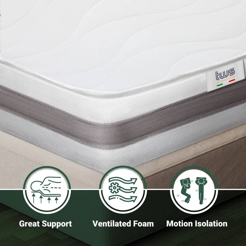 Materasso Singolo 85x195 cm in Memory Antibatterico | Altezza 16 cm | Rivestimento 3D Air in Fibra Ipoallergenica | Materasso Ortopedico a 7 Zone Differenziate Termosensibili
