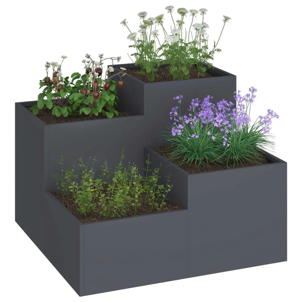 Vaso da giardino Antracite 100 x 100 x 60 cm Acciaio 865864