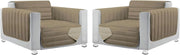 Coppia Set 2 Pezzi Copripoltrona Universale Imbottito Morbido Double Face Elegante Tortora