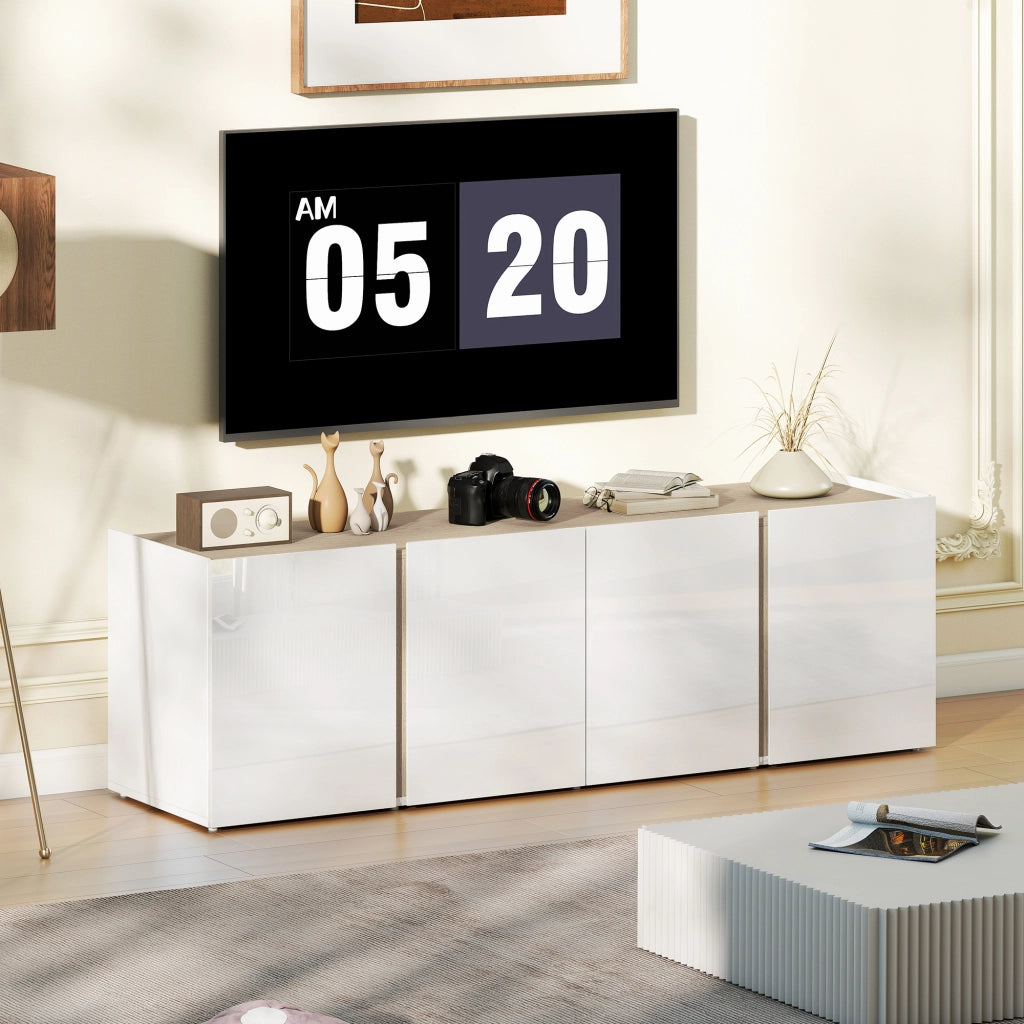 Mobile TV con 4 ante e ripiano regolabile ¨C Minimal ¨C Bianco 135x38x45 cm