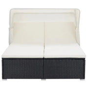 Lettino Prendisole a 2 Posti con Cuscino in Polyrattan Nero 310235