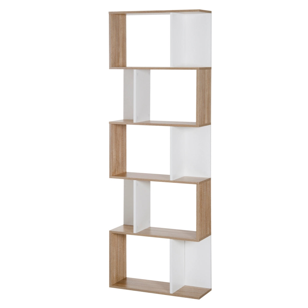 Libreria a 5 Ripiani Forma S ¨C Xylo ¨C Legno Bianco 60x24x184.5 cm