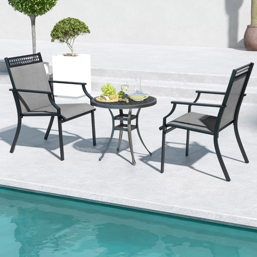 Set di 2 sedie da pranzo per giardino con schienale alto tessuto a rapida asciugatura, Sedie da esterno Grigio