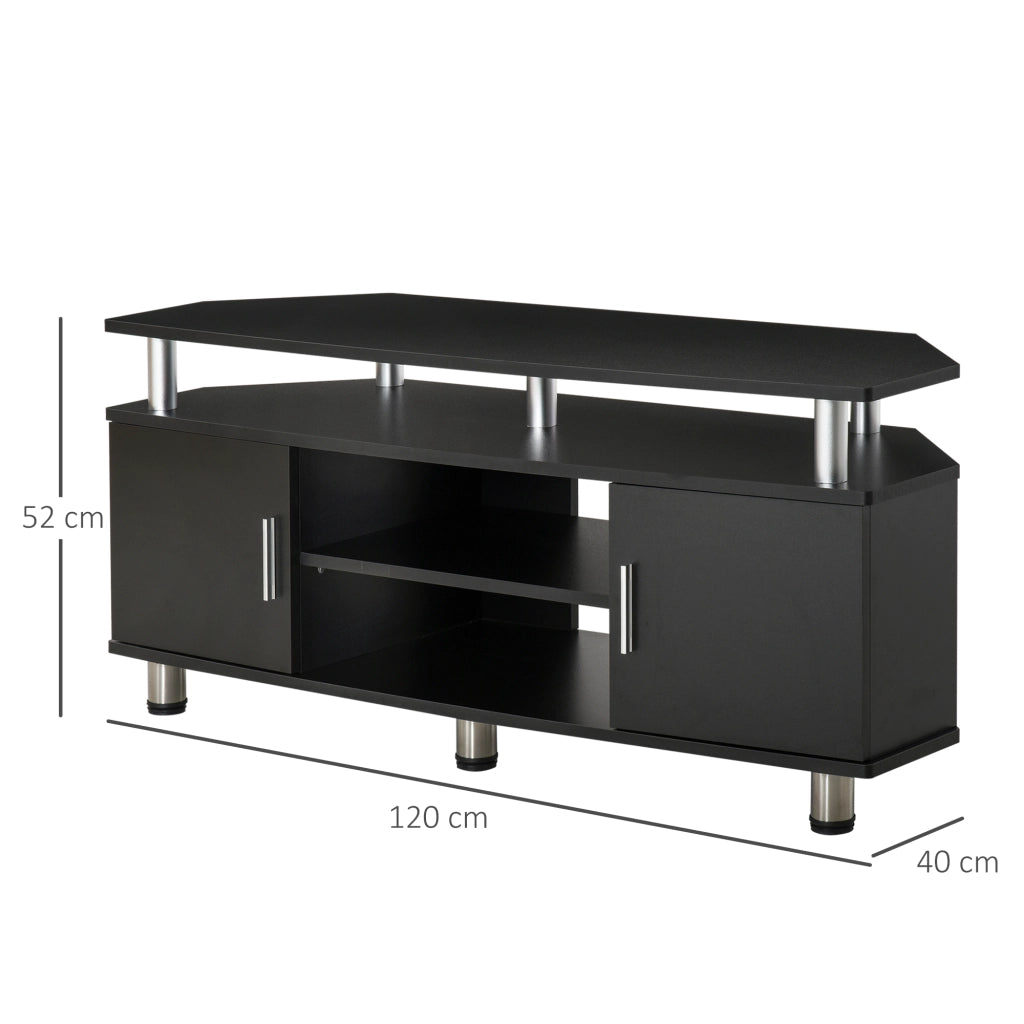 Mobile TV con ripiani e ante ¨C zephmum ¨C nero 120x40x52 cm