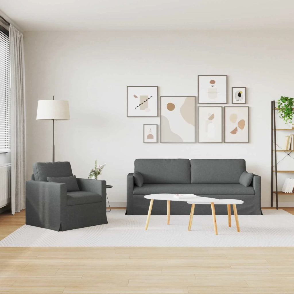 Set di divani 2 pcs Grigio scuro 198 x 78 x 80 cm Tessuto 3407582