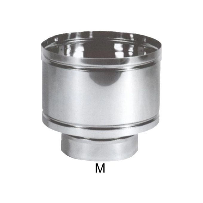 MARAL M98633 Terminale paravento in acciaio inox Aisi 316L 18 cm con cappello antivento monoparete colore Acciaio lucido