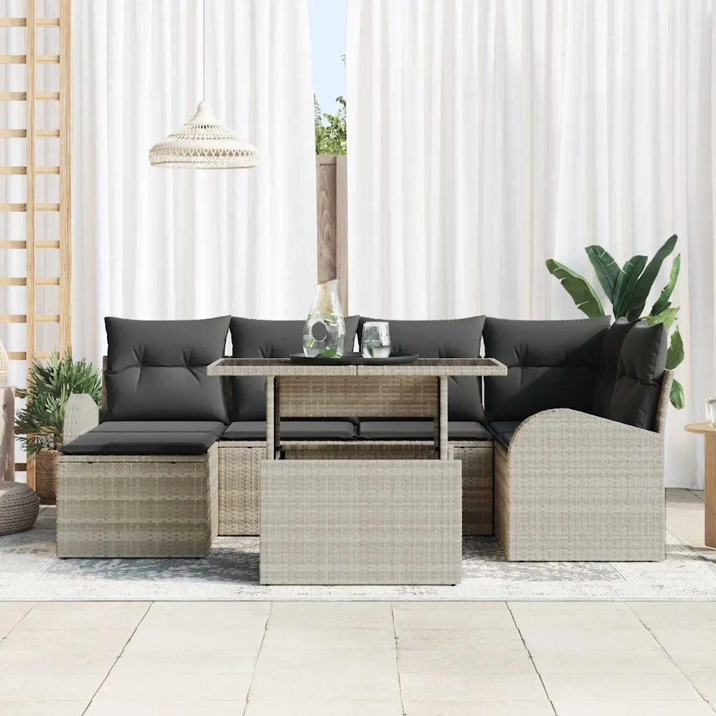 Set Divano da Giardino con cuscino 7 pcs Grigio chiaro 3348678