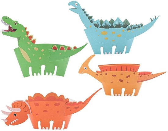 Decorazioni per Cupcake 48 pezzi - Dinosauri Decorazioni per Torta - Decorazioni per Festa d'Anniversario - Feste e Ricorrenze - Carini e Vivaci - Decorazioni per Cupcake in Carta di Alta Qualità