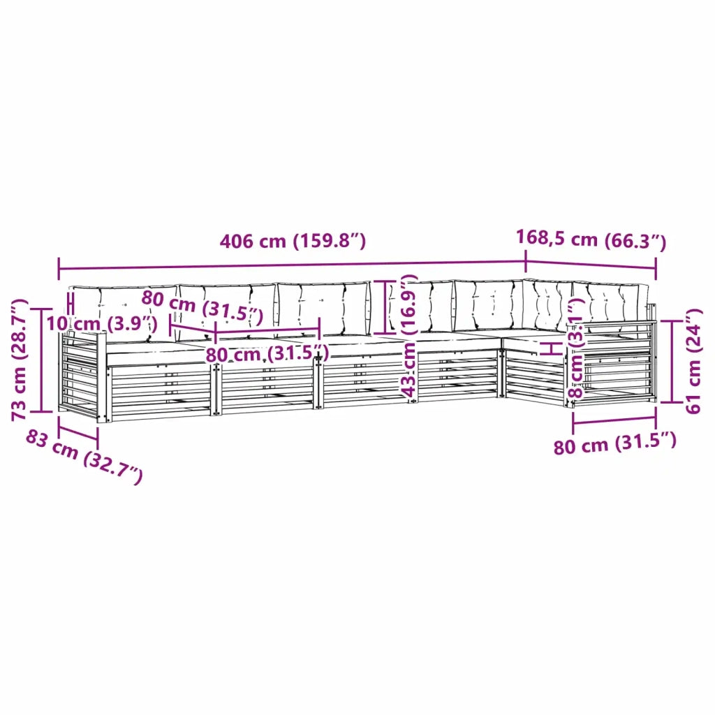 Set di divani da esterno 6 pcs Grigio Naturale e Chiaro 3373551