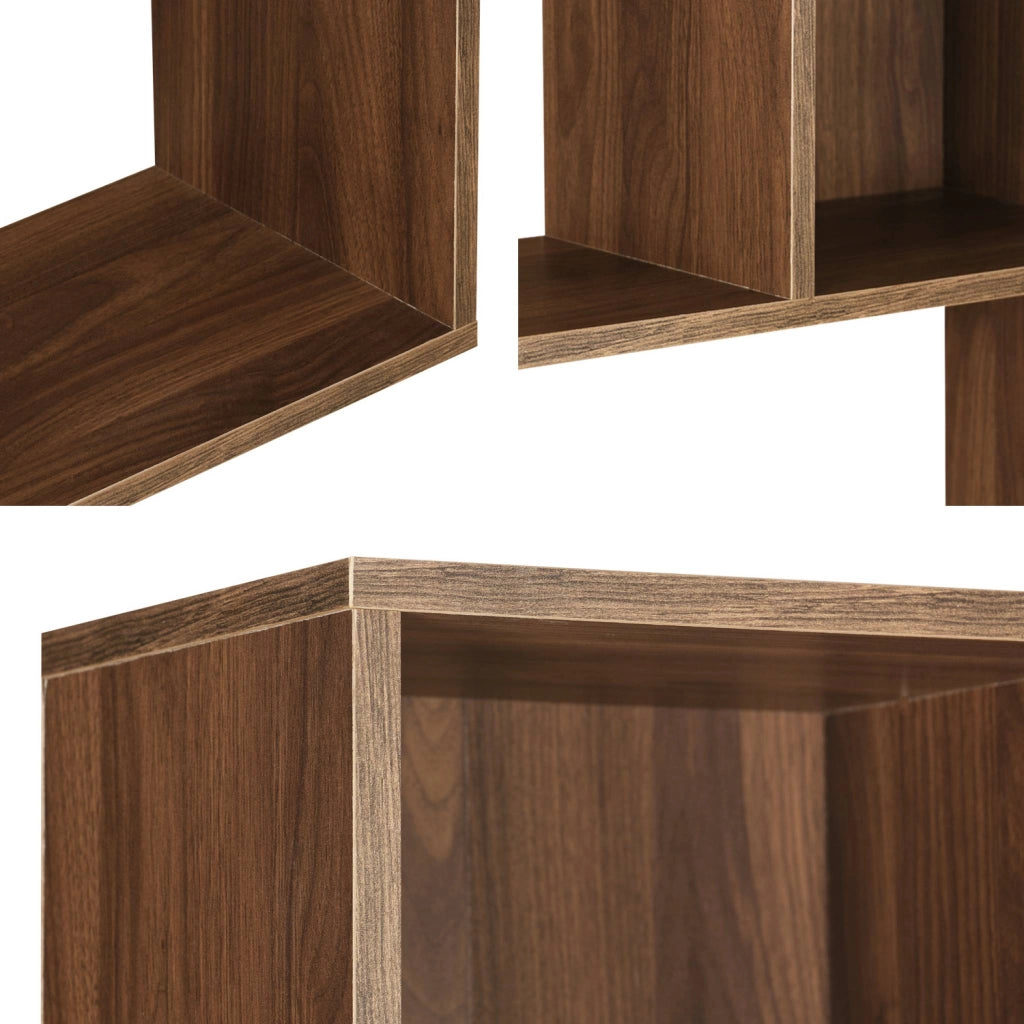 Libreria di design asimmetrica, legno scuro | sweeek