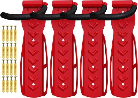 Fermo bicicletta - 4 pezzi di supporto in acciaio per bicicletta - rosso