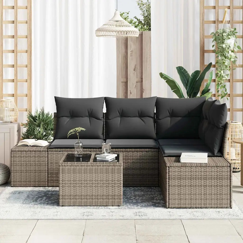 Set Divano da Giardino Grigio chiaro polyrattan 3355718