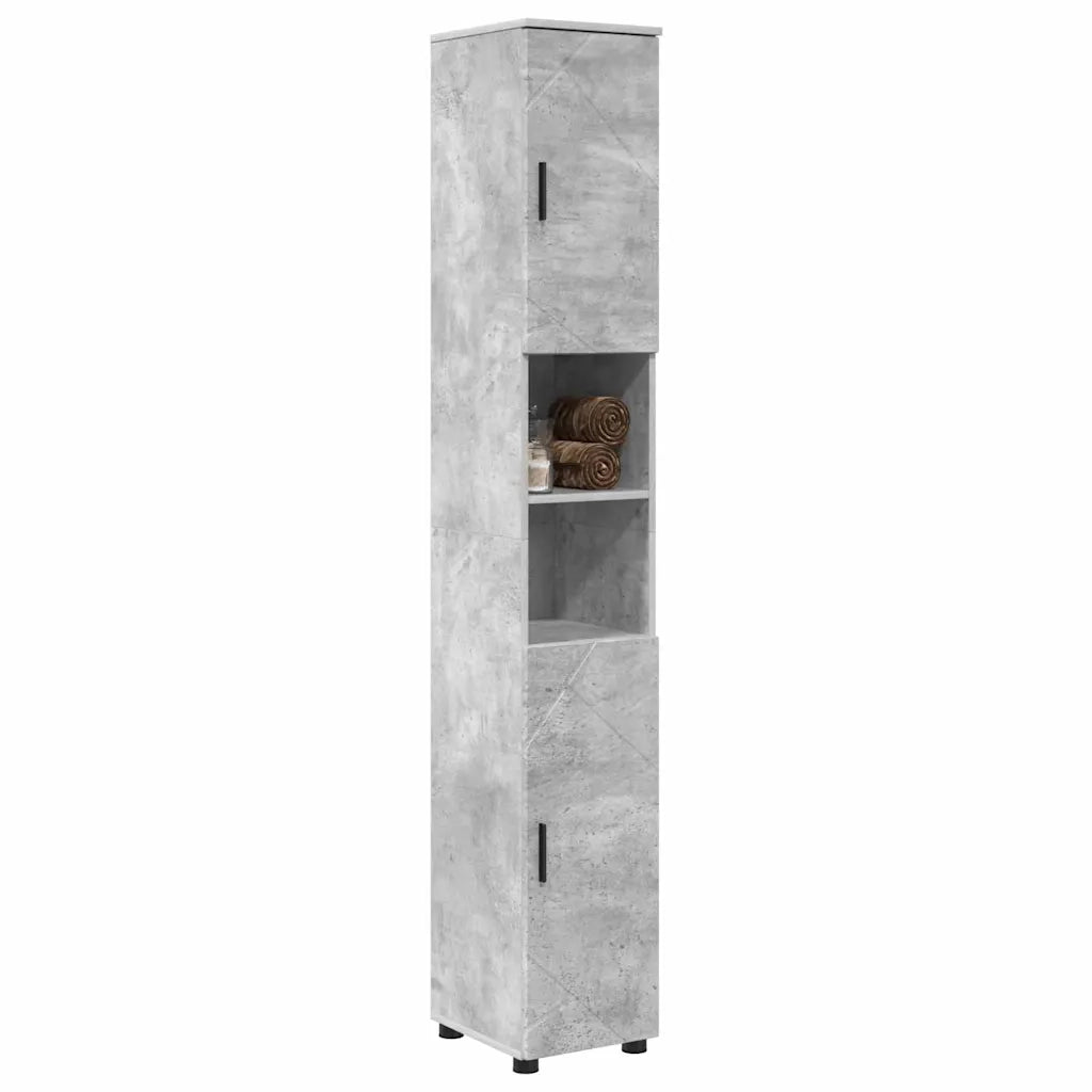 Mobile da Bagno con porta Grigio cemento 30 x 35 x 192 cm