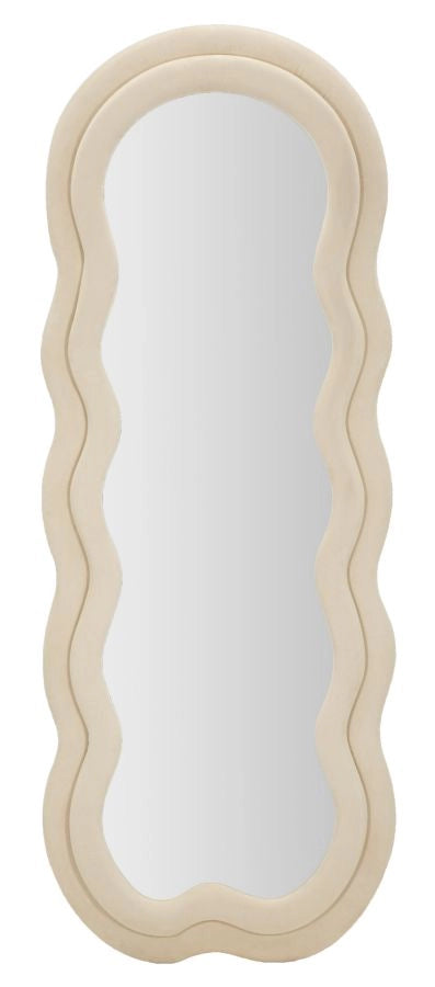 Specchio da muro cornice in velluto crema 60x4x160cm MIKI
