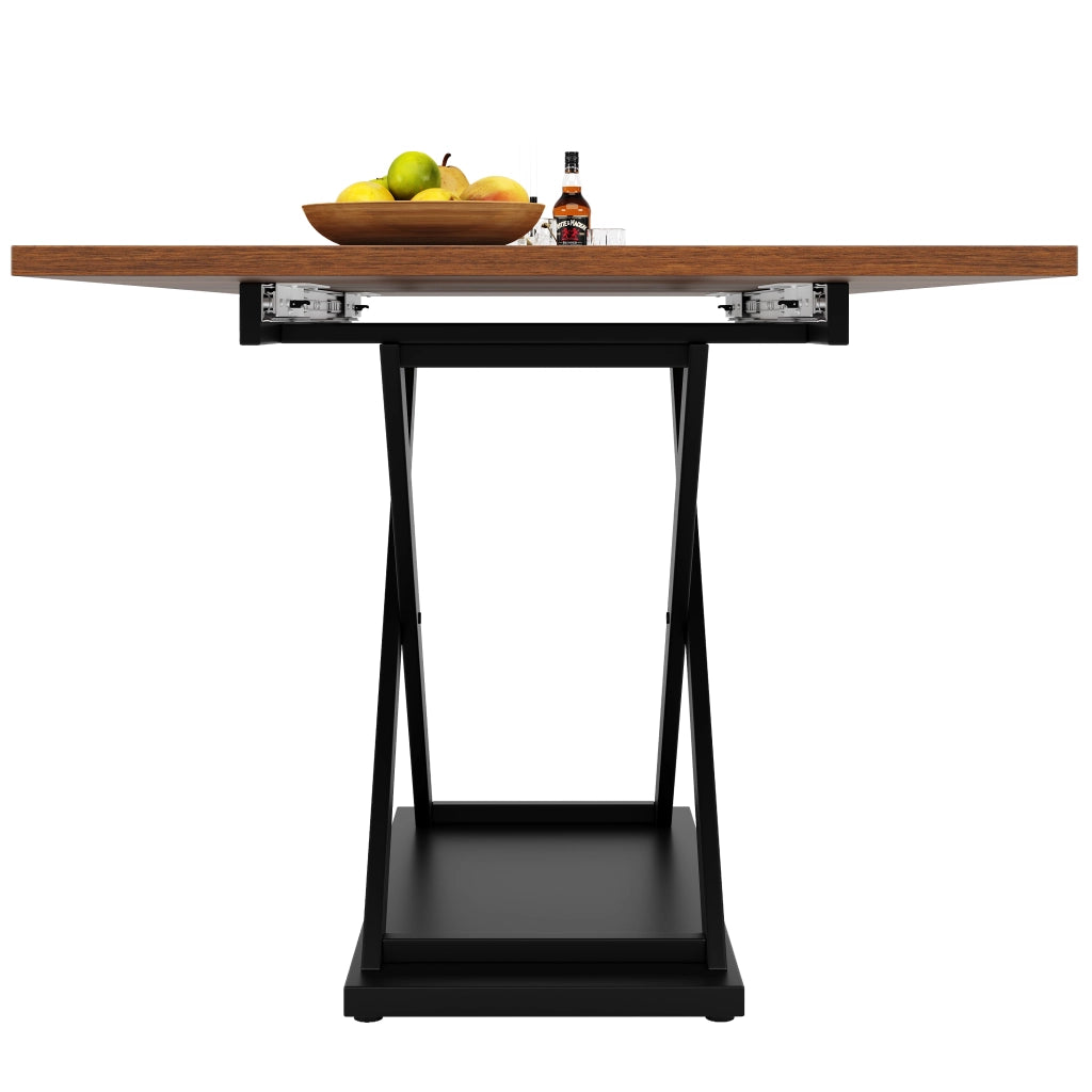 TAVOLO ALLUNGABILE 120-160x80x75 cm Noci/Nero MDF e Metallo