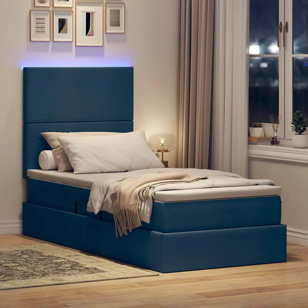 Letto con contenitore e LED con led Blu 90 x 200 cm Poliestere