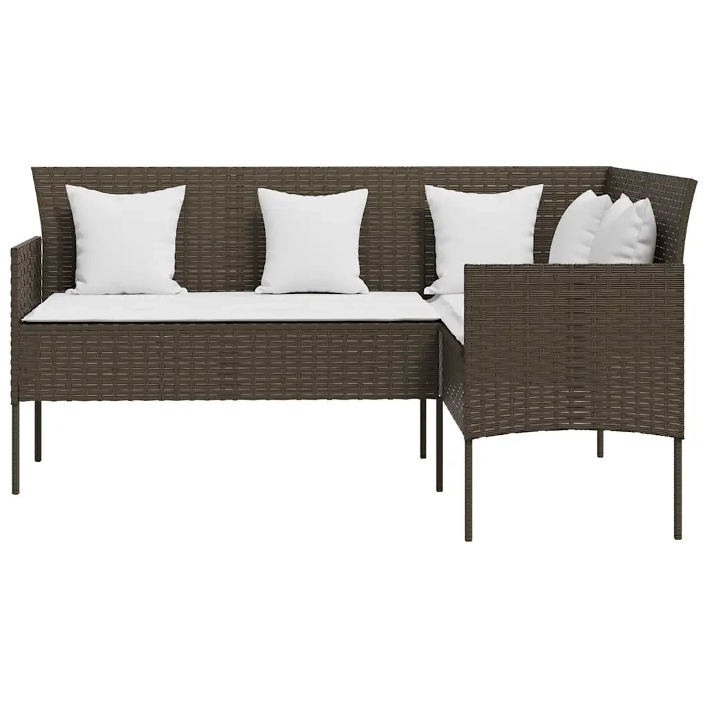 Set Divano a L con Cuscini 5 pz Marrone in Polyrattan 318577