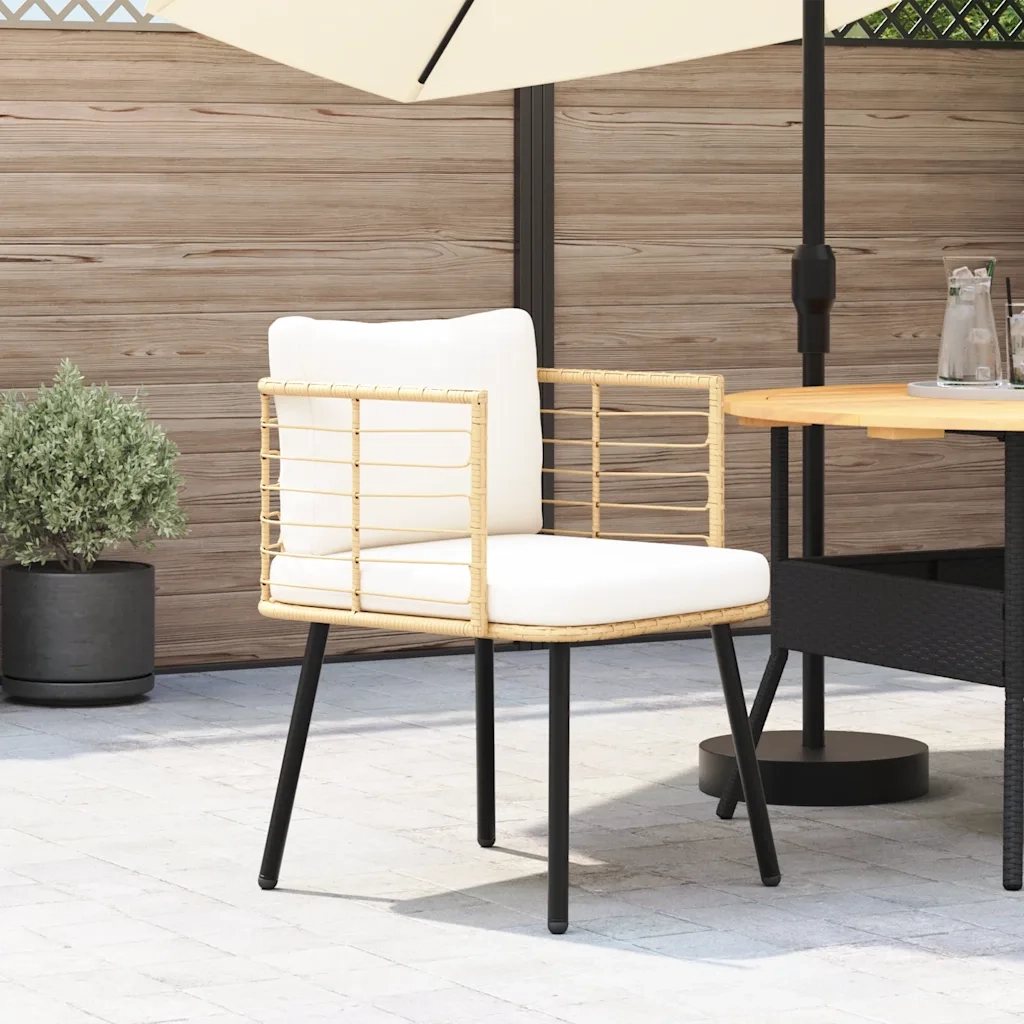 Sedia da Giardino con Cuscini Naturale in Polyrattan 4108260