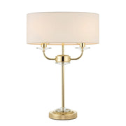 Lampada da tavolo doppia ottone con paralume 2xE14 Nixon