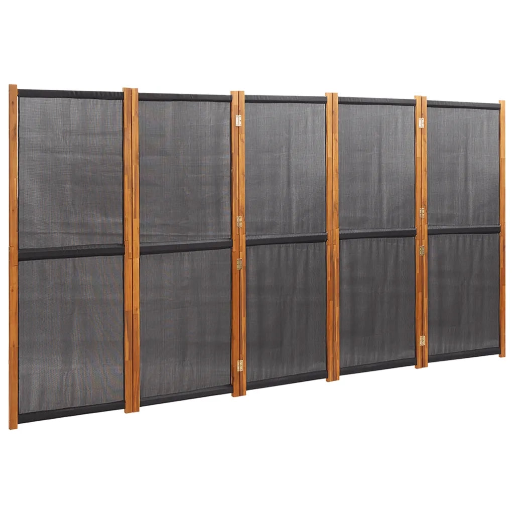 Paravento a 5 Pannelli-Divisorio Nero 350x180 cm