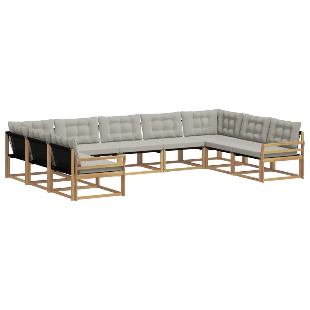 Set di divani da esterno 9 pcs Bianco e Grigio Chiaro 3389069