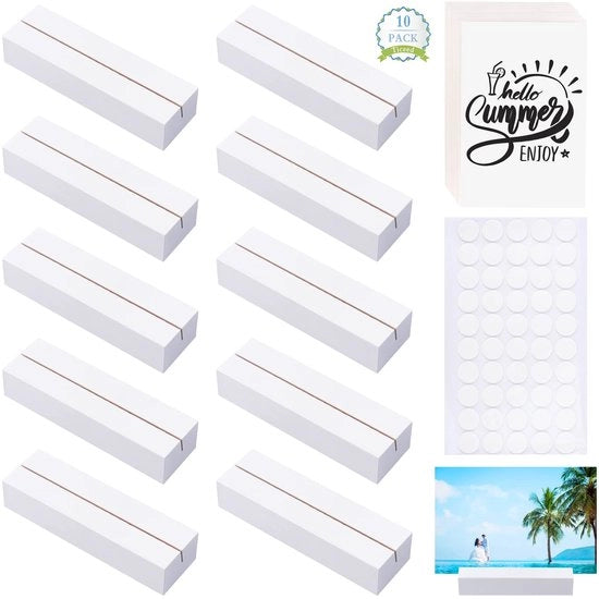 10 cartellini di cartone bianco per cartellino di benvenuto foto cartellino stabile per matrimoni feste cartellino di cartone massello 10 x 3 x 2 cm (con 50 adesivi 20 cartoncini)