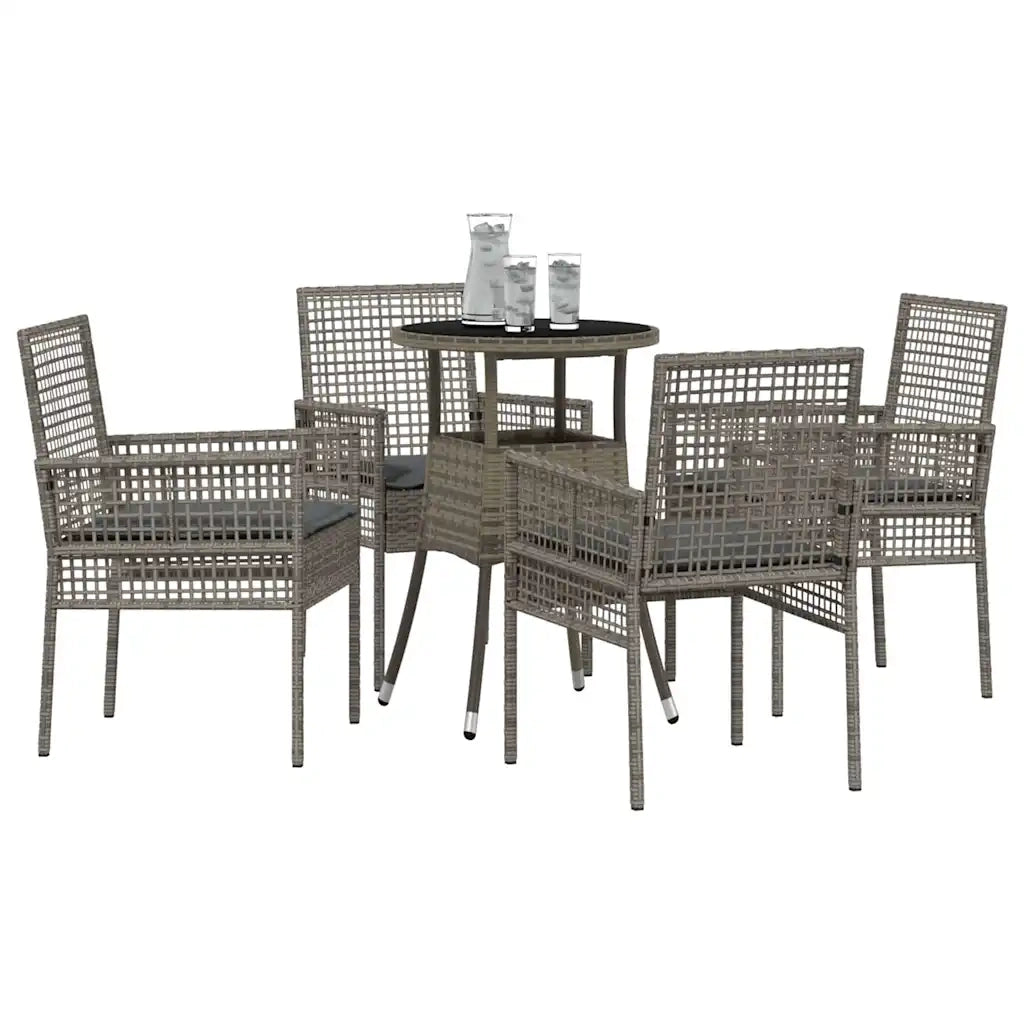 Set da Pranzo per Giardino 5 pcs Grigio polyrattan 3334946