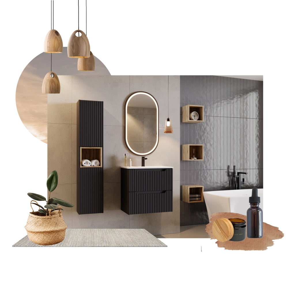 Set mobili bagno 60 cm con piano Nova Black 60 cm