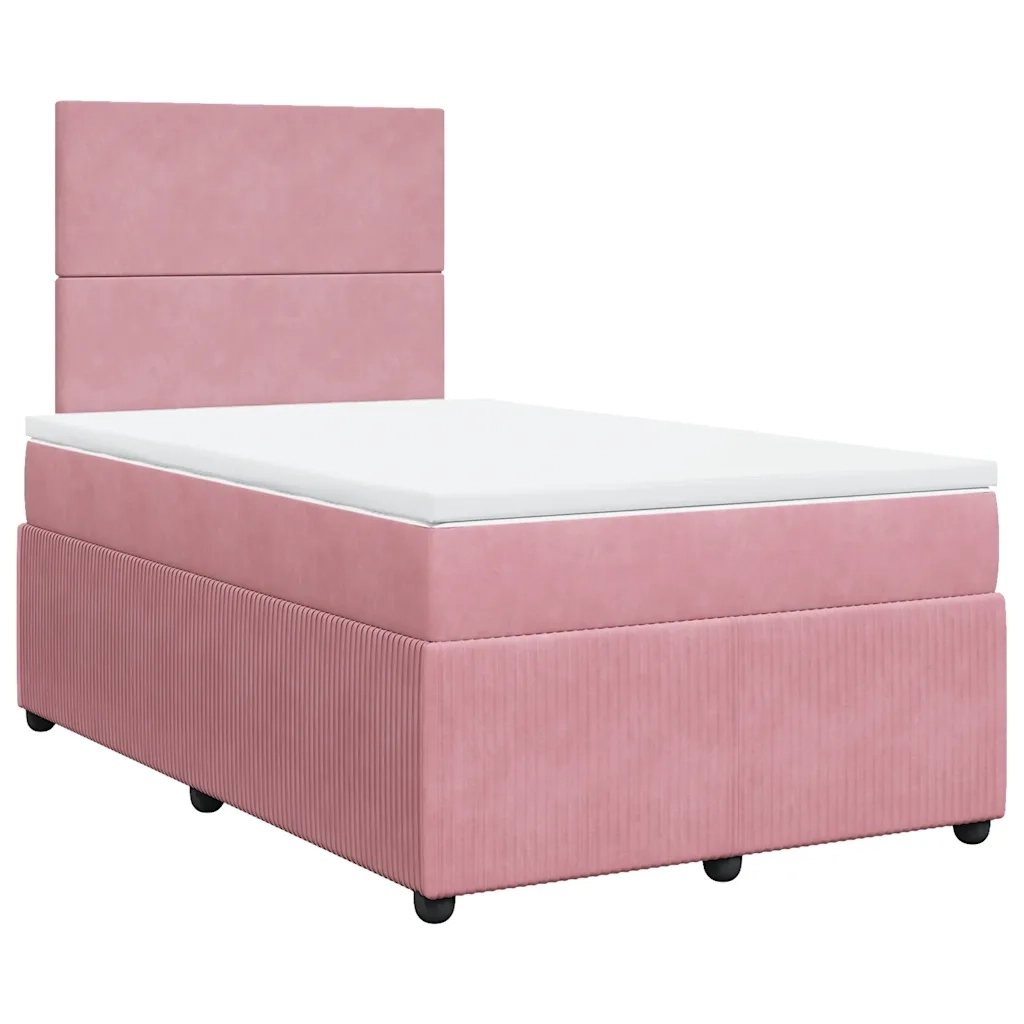 Giroletto a Molle con Materasso Rosa 120x190 cm in Velluto