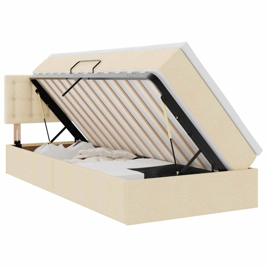 Letto con contenitore e materasso Crema 90 x 190 cm