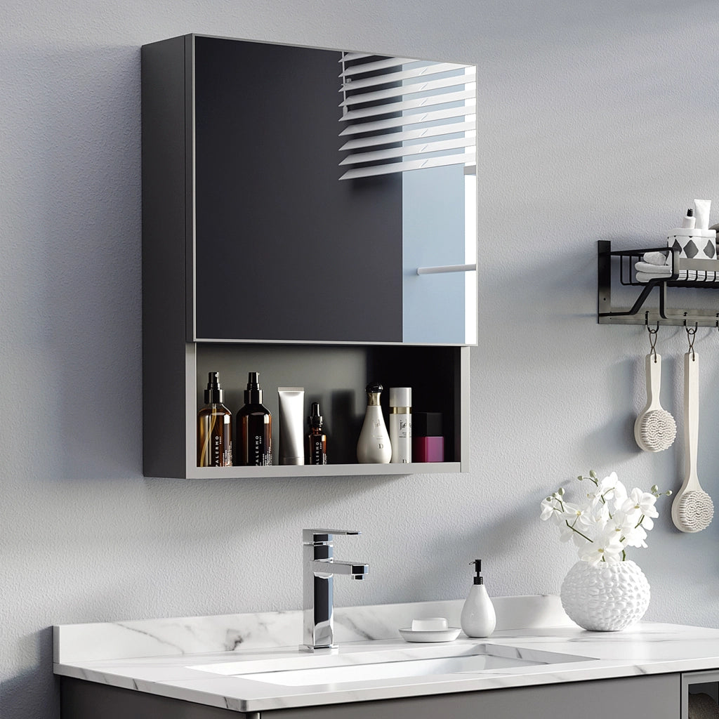 Armadio con Specchio ¨C Zephmum ¨C Nero 46x13.5x58 cm