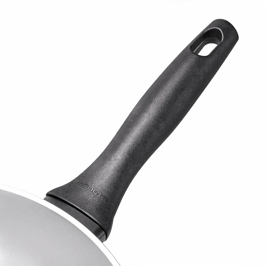 Moneta 0000994328 Melodia Wok 28 cm con Rivestimento Antiaderente Naturale Finegres Senza PTFE PFAS PFOA Nichel Adatto a Tutti i Piani Cottura Inclusa Induzione colore Nero Grigio