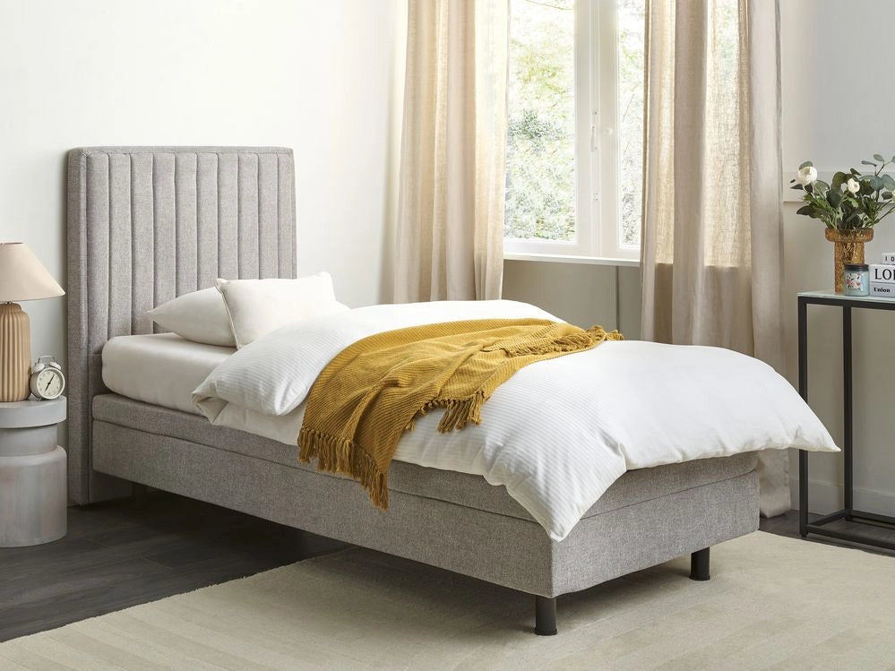 Letto Tessuto Grigio Chiaro Elettrico Regolabile con Telecomando 90 x 200 cm