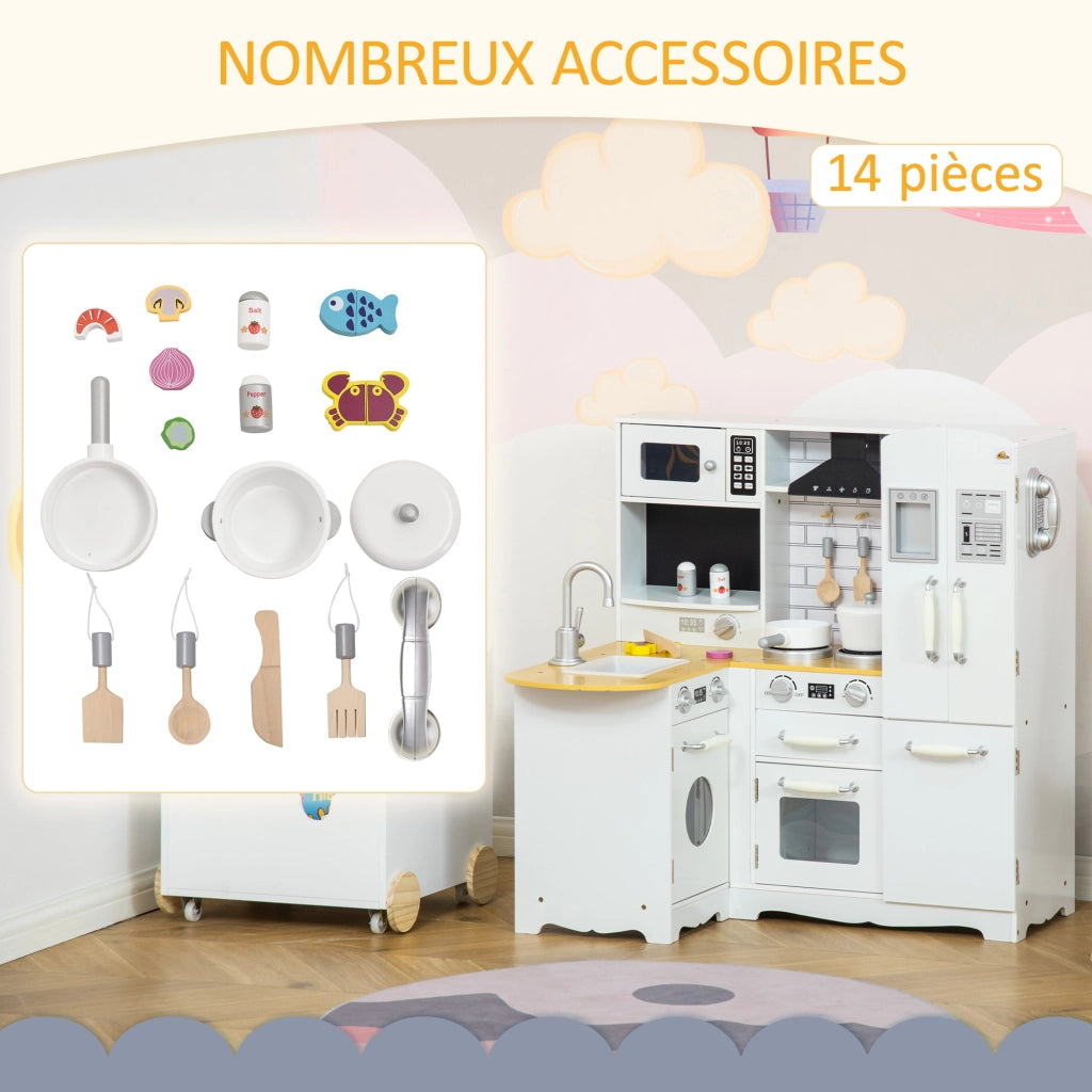 Cucina Giocattolo per Bambini 3-6 Anni con Accessori ¨C Minimal ¨C Bianco