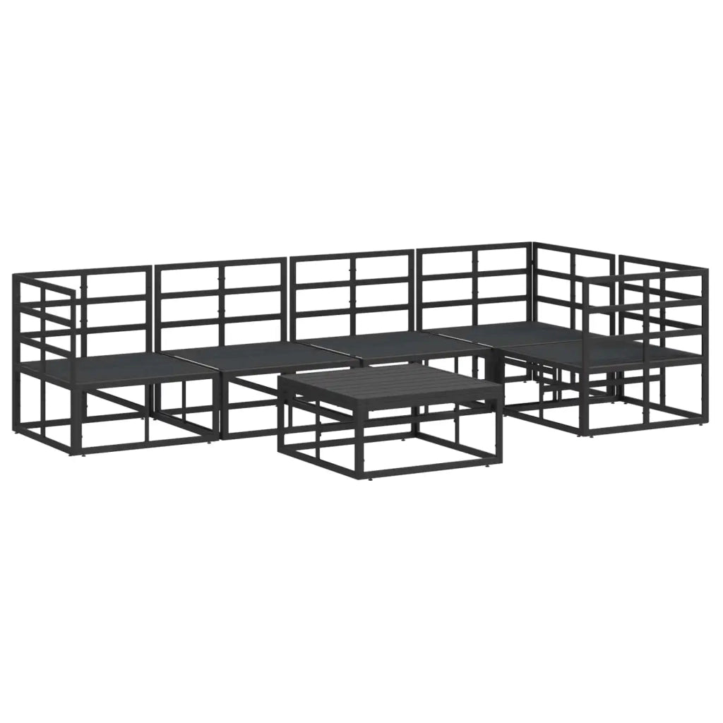 Set Divano da Giardino con cuscino 6 pcs Nero Alluminio 3378867