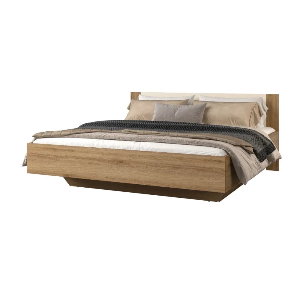 Camera completa VERTIGO – Letto 180x200 con doghe, 2 comodini, armadio a 3 ante, cassettiera + cornice design